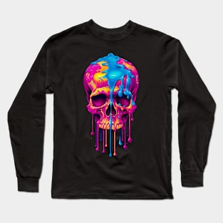 Colorful melting Skull with UV color designe #5 Long Sleeve T-Shirt